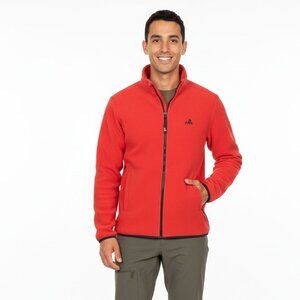 Vintage EMS Eastern Mountain Sports Y2K Full Zip Fleece Jacket Red Orange Hike